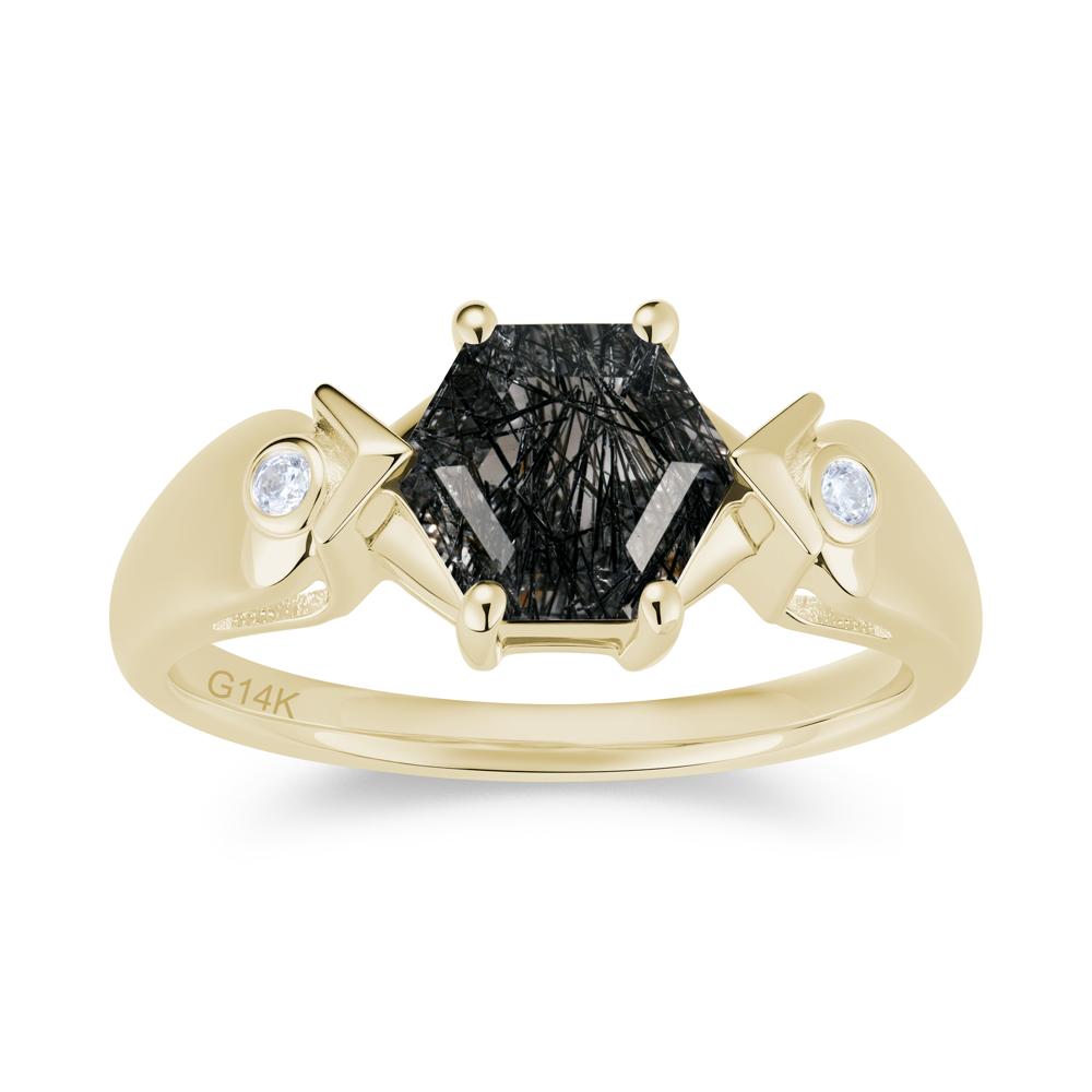 Hexagon Cut Alexandrite Art Deco Ring - LUO Jewelry #gemstone_Black Rutilated Quartz