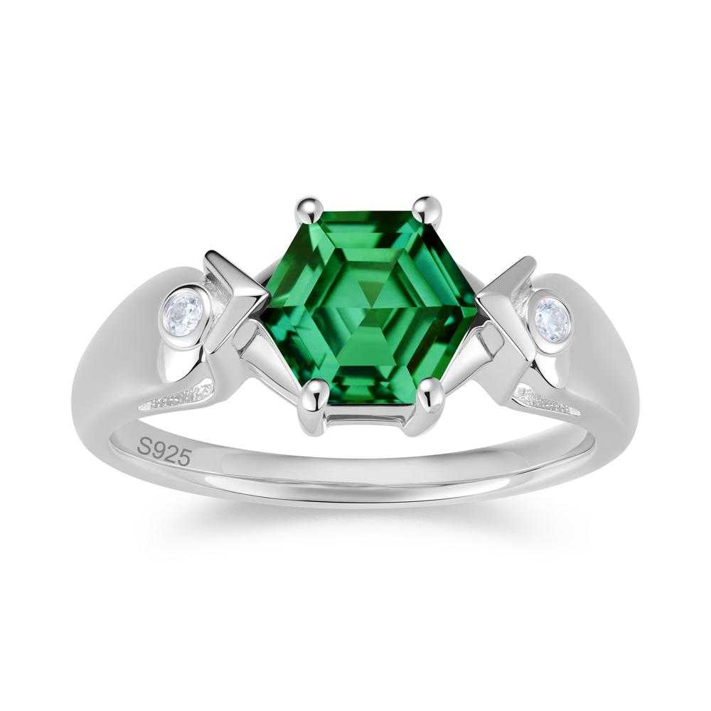 Hexagon Cut Alexandrite Art Deco Ring - LUO Jewelry #gemstone_Emerald
