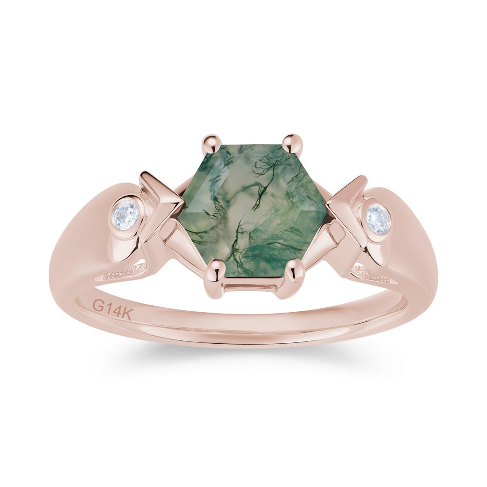Hexagon Cut Alexandrite Art Deco Ring - LUO Jewelry #gemstone_Moss Agate