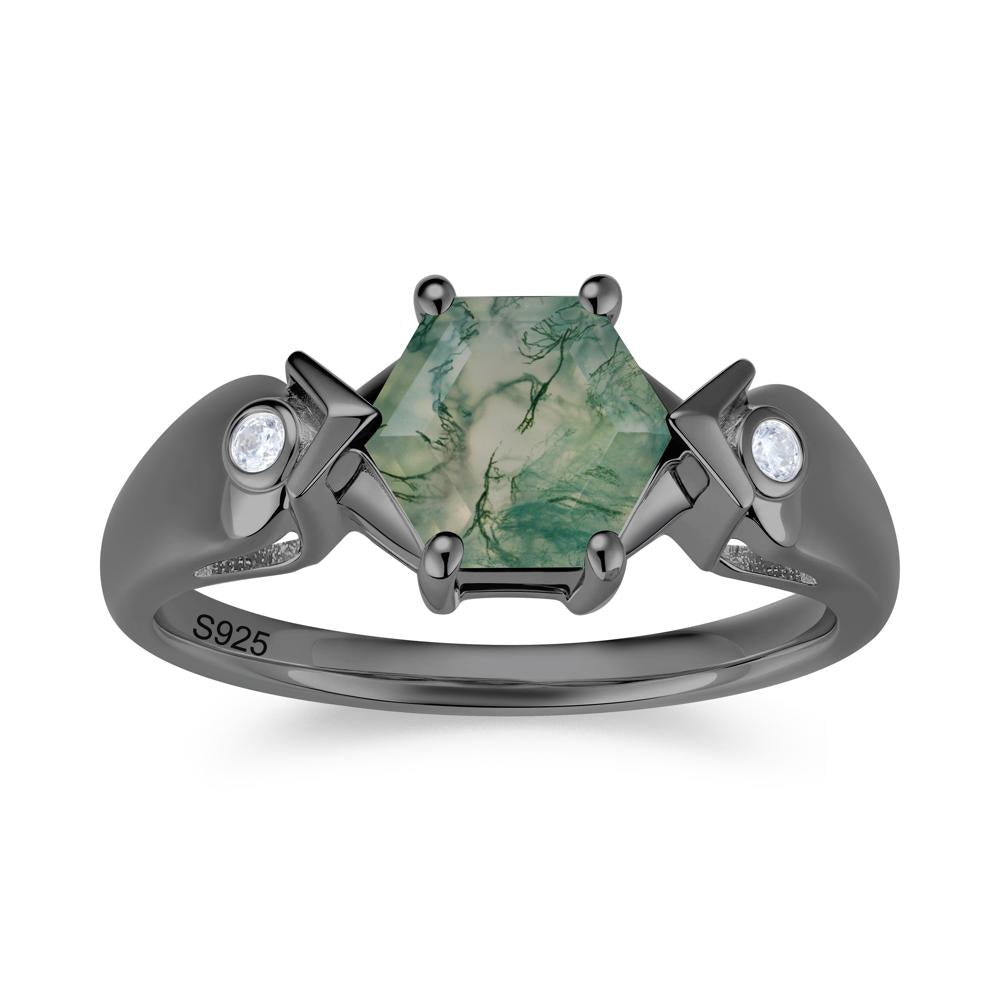 Hexagon Cut Alexandrite Art Deco Ring - LUO Jewelry #gemstone_Moss Agate