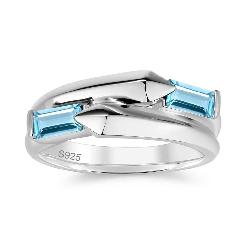 Toi Et Moi Bypass East West Garnet Ring - LUO Jewelry #gemstone_Swiss Blue Topaz