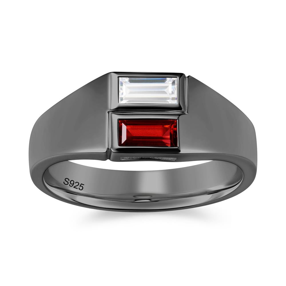 Toi Et Moi Sapphire and White Topaz Wide Band Ring for Mens - LUO Jewelry #gemstone_Cubic Zirconia and Garnet