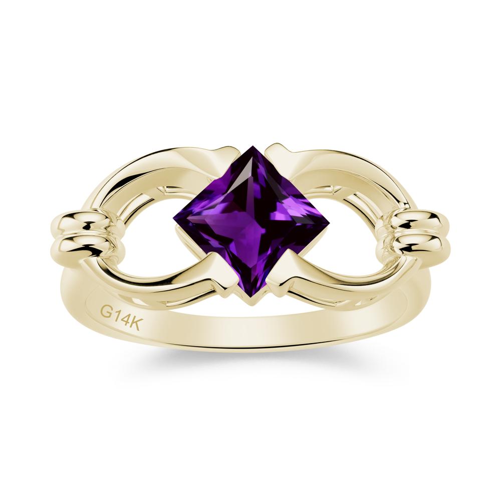 Solitaire Garnet Horseshoe Split Ring - LUO Jewelry #gemstone_Amethyst