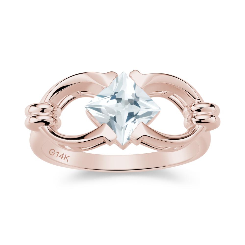 Solitaire Garnet Horseshoe Split Ring - LUO Jewelry #gemstone_Aquamarine