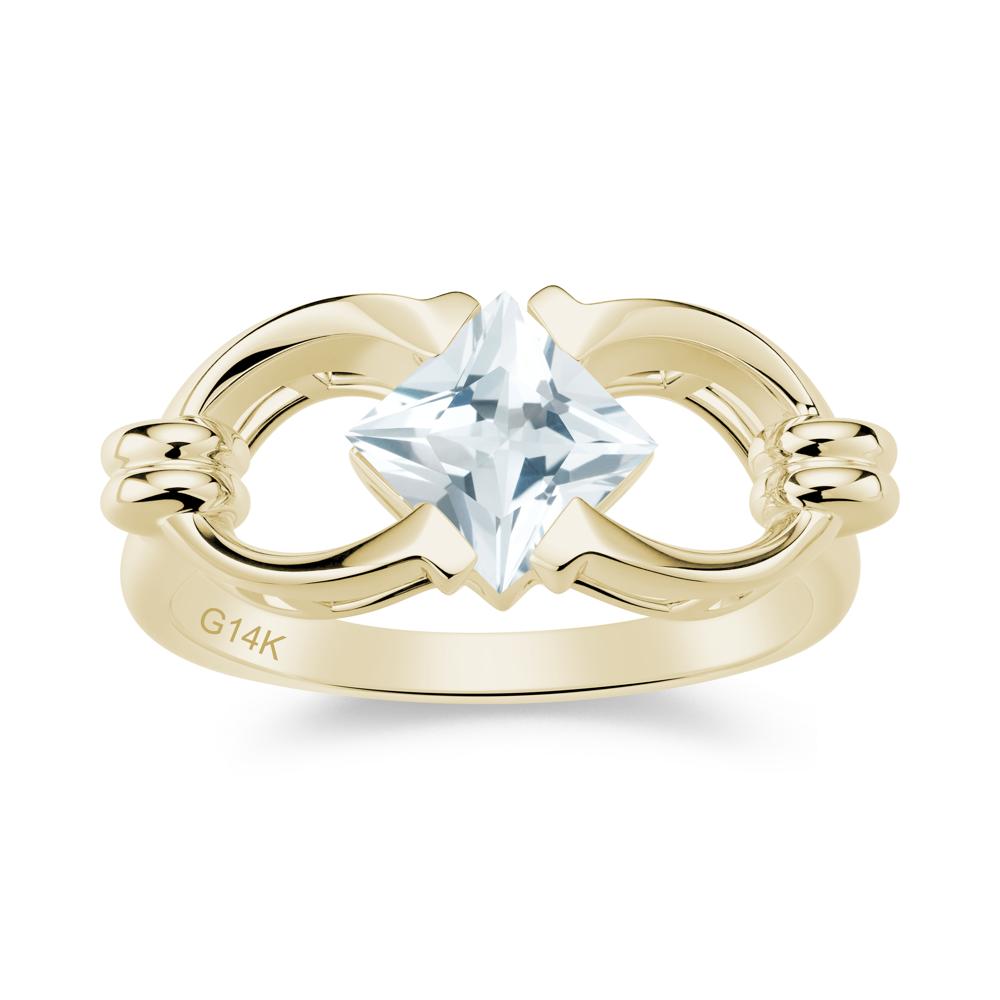 Solitaire Garnet Horseshoe Split Ring - LUO Jewelry #gemstone_Aquamarine