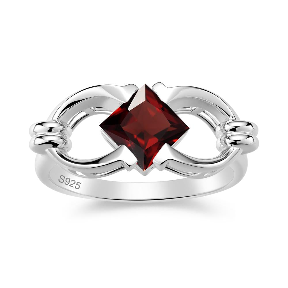 Solitaire Garnet Horseshoe Split Ring - LUO Jewelry #gemstone_Garnet