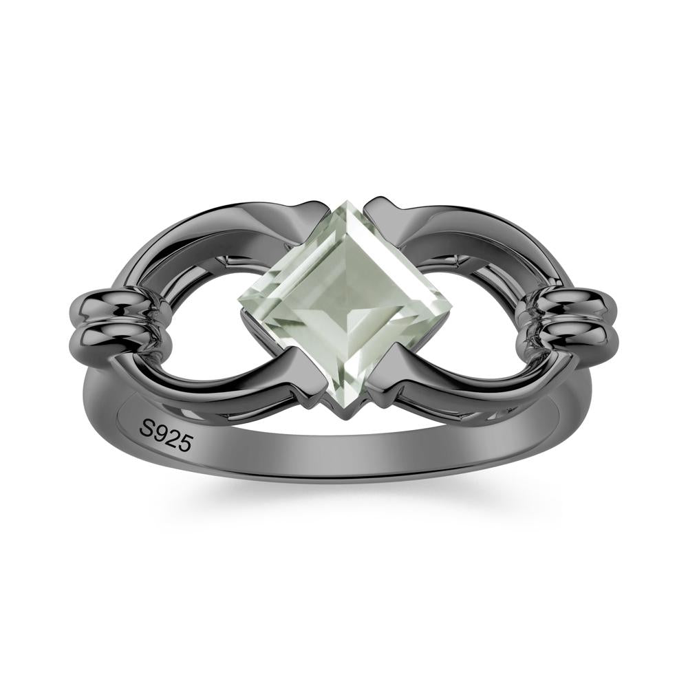 Solitaire Garnet Horseshoe Split Ring - LUO Jewelry #gemstone_Green Amethyst