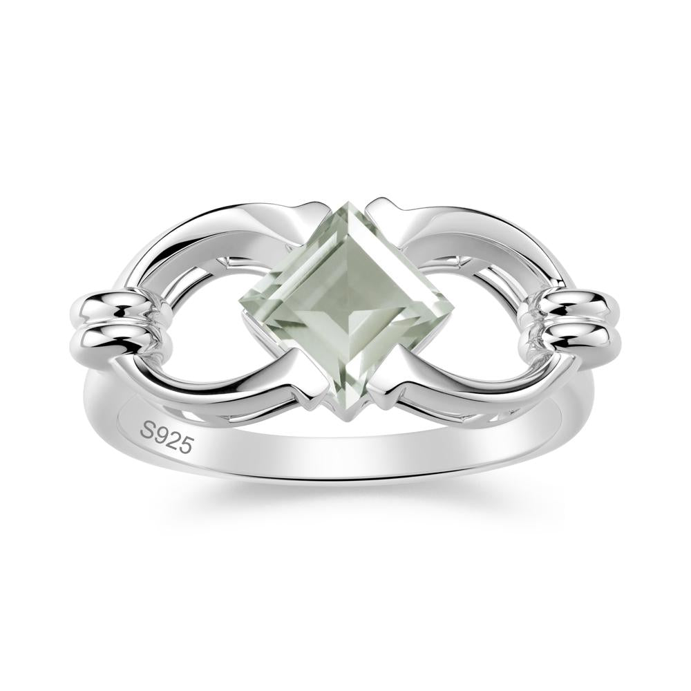 Solitaire Garnet Horseshoe Split Ring - LUO Jewelry #gemstone_Green Amethyst