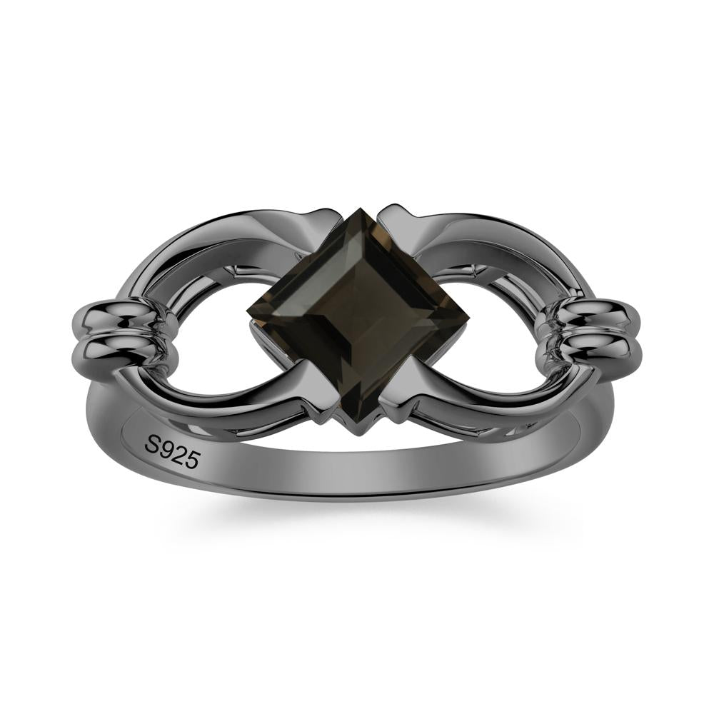 Solitaire Garnet Horseshoe Split Ring - LUO Jewelry #gemstone_Smoky Quartz