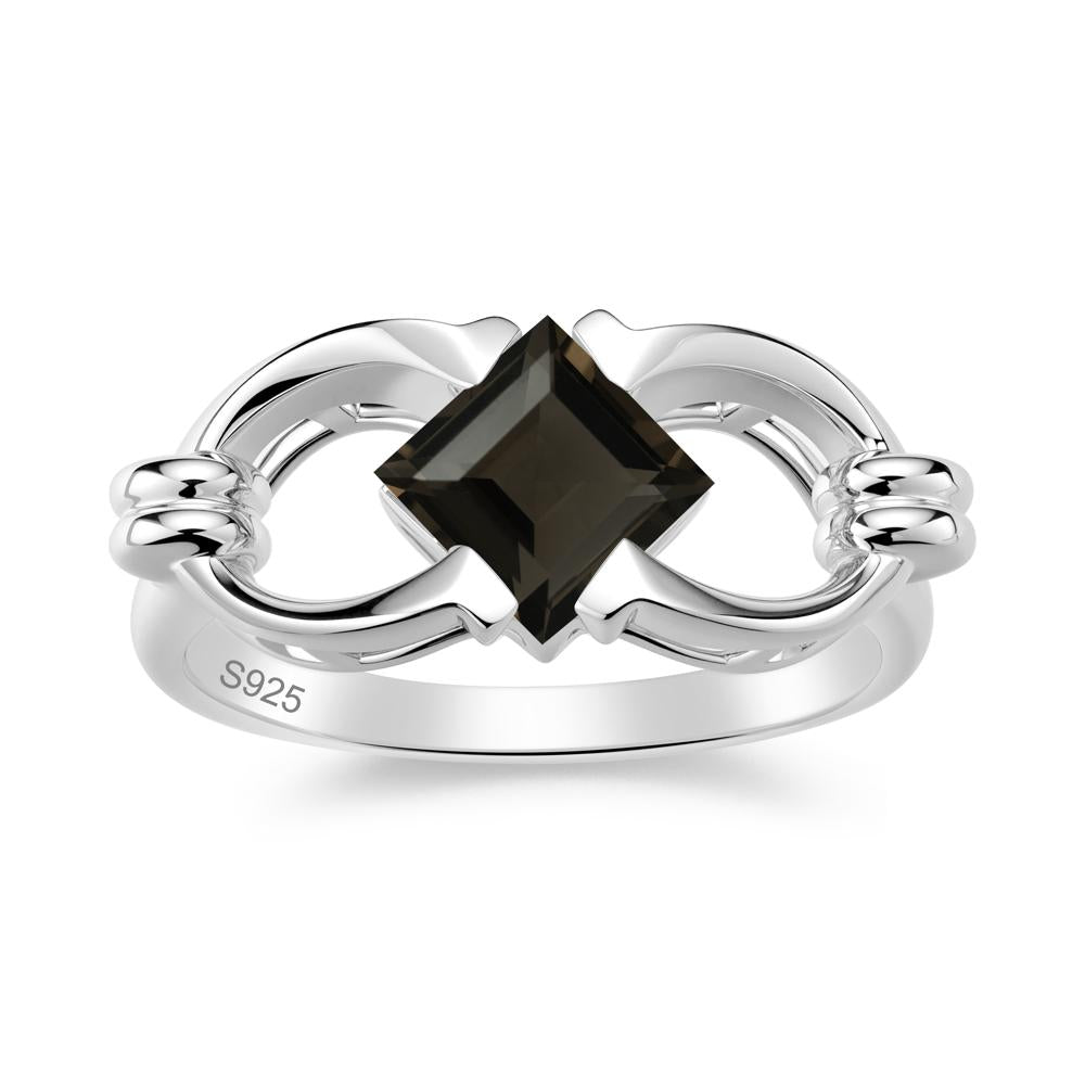 Solitaire Garnet Horseshoe Split Ring - LUO Jewelry #gemstone_Smoky Quartz