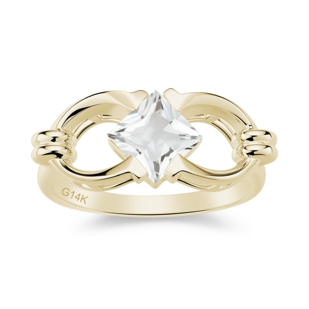 Solitaire Garnet Horseshoe Split Ring - LUO Jewelry #gemstone_White Topaz