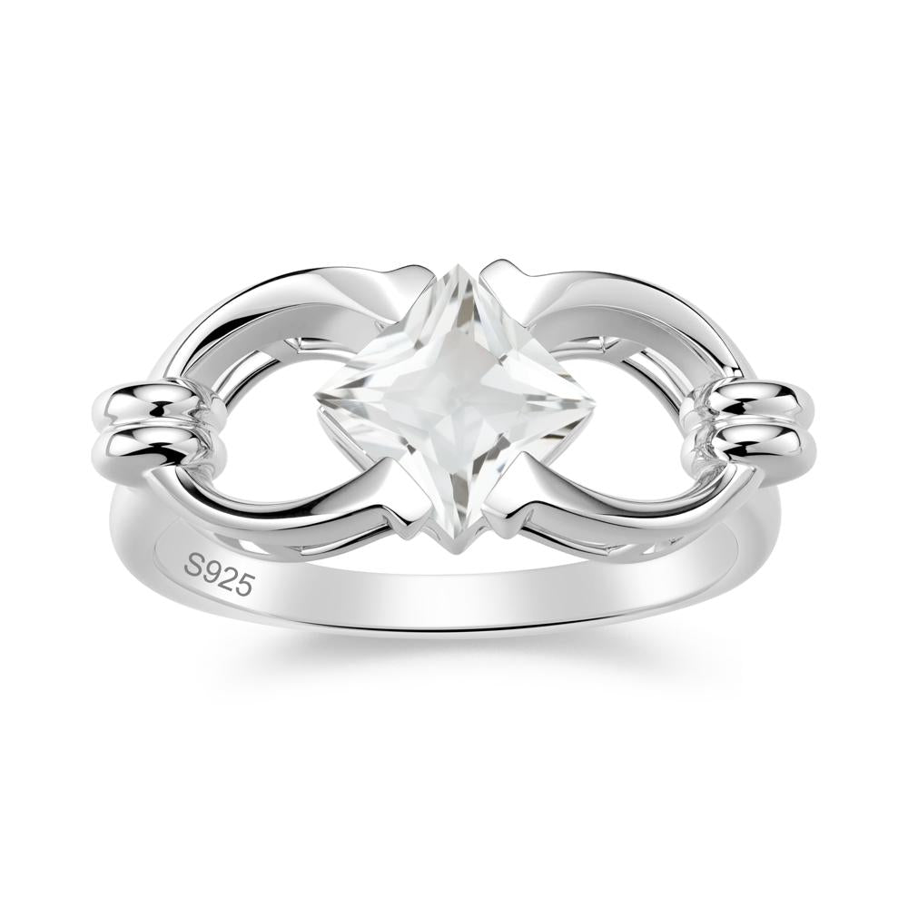 Solitaire Garnet Horseshoe Split Ring - LUO Jewelry #gemstone_White Topaz