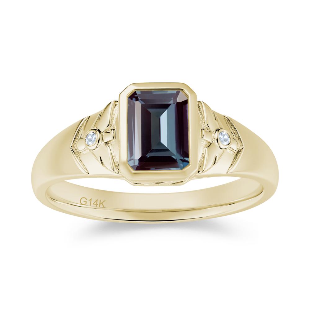 Bird Engraved Bezel Set Smoky Quartz Mens Ring - LUO Jewelry #gemstone_Alexandrite