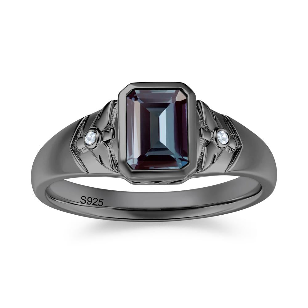 Bird Engraved Bezel Set Smoky Quartz Mens Ring - LUO Jewelry #gemstone_Alexandrite