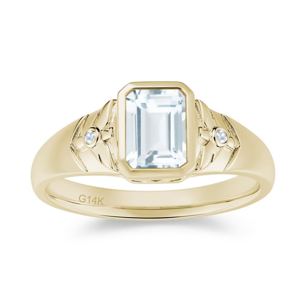 Bird Engraved Bezel Set Smoky Quartz Mens Ring - LUO Jewelry #gemstone_Aquamarine