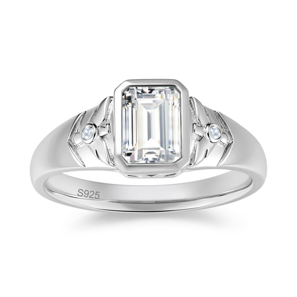 Bird Engraved Bezel Set Smoky Quartz Mens Ring - LUO Jewelry #gemstone_Cubic Zirconia