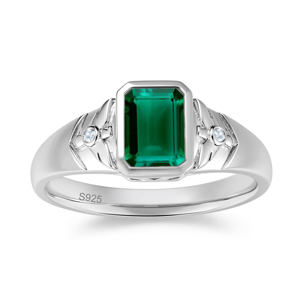 Bird Engraved Bezel Set Smoky Quartz Mens Ring - LUO Jewelry #gemstone_Emerald