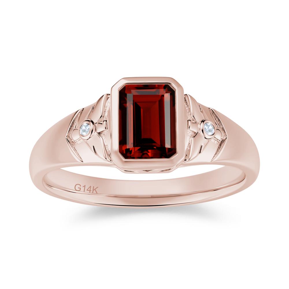 Bird Engraved Bezel Set Smoky Quartz Mens Ring - LUO Jewelry #gemstone_Garnet