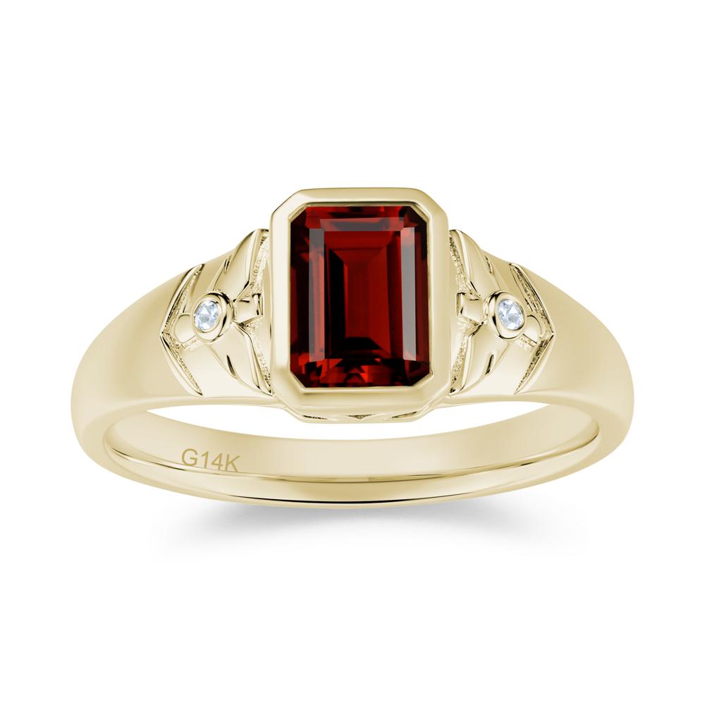 Bird Engraved Bezel Set Smoky Quartz Mens Ring - LUO Jewelry #gemstone_Garnet