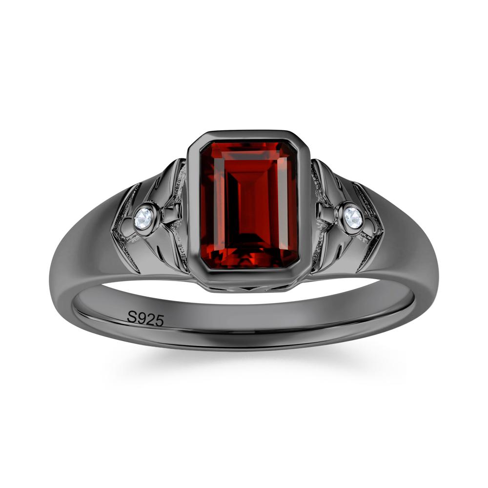Bird Engraved Bezel Set Smoky Quartz Mens Ring - LUO Jewelry #gemstone_Garnet