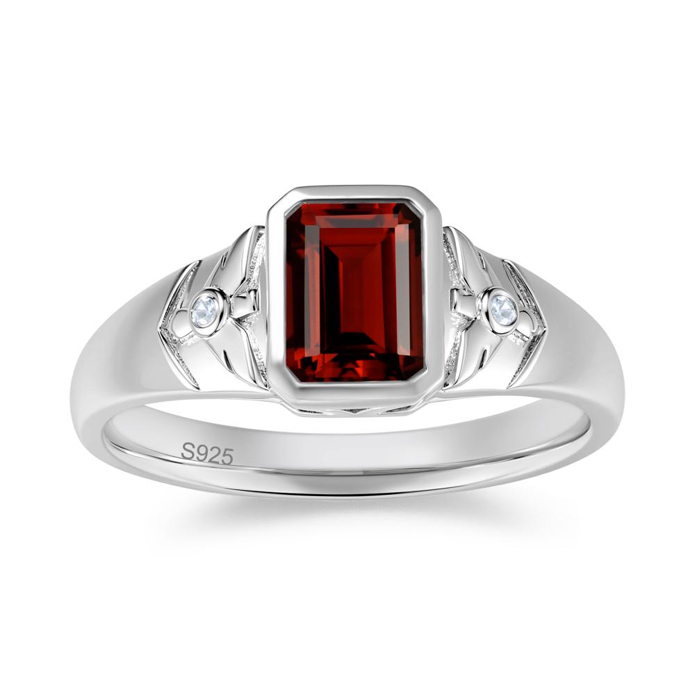 Bird Engraved Bezel Set Smoky Quartz Mens Ring - LUO Jewelry #gemstone_Garnet