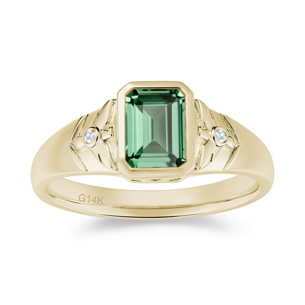 Bird Engraved Bezel Set Smoky Quartz Mens Ring - LUO Jewelry #gemstone_Green Sapphire