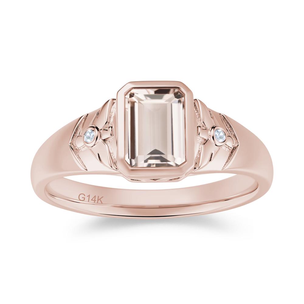 Bird Engraved Bezel Set Smoky Quartz Mens Ring - LUO Jewelry #gemstone_Morganite