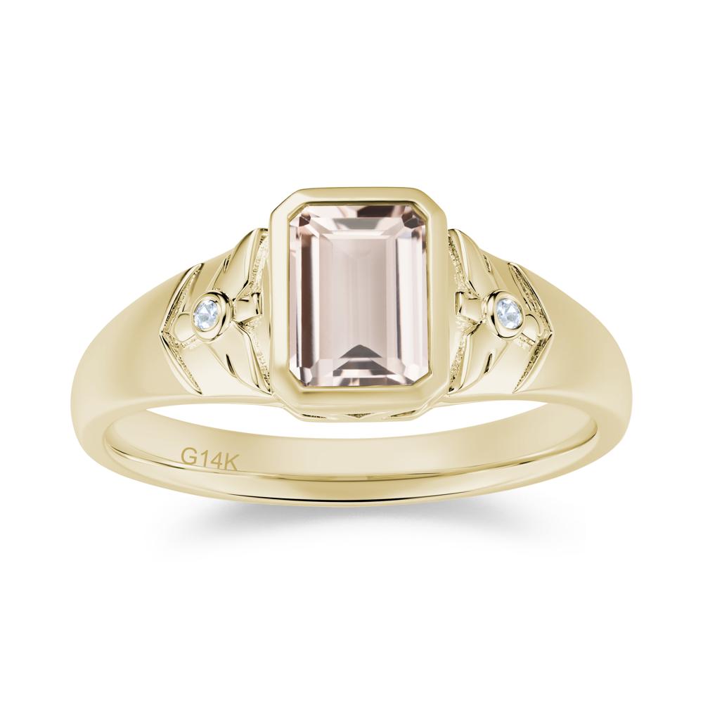 Bird Engraved Bezel Set Smoky Quartz Mens Ring - LUO Jewelry #gemstone_Morganite