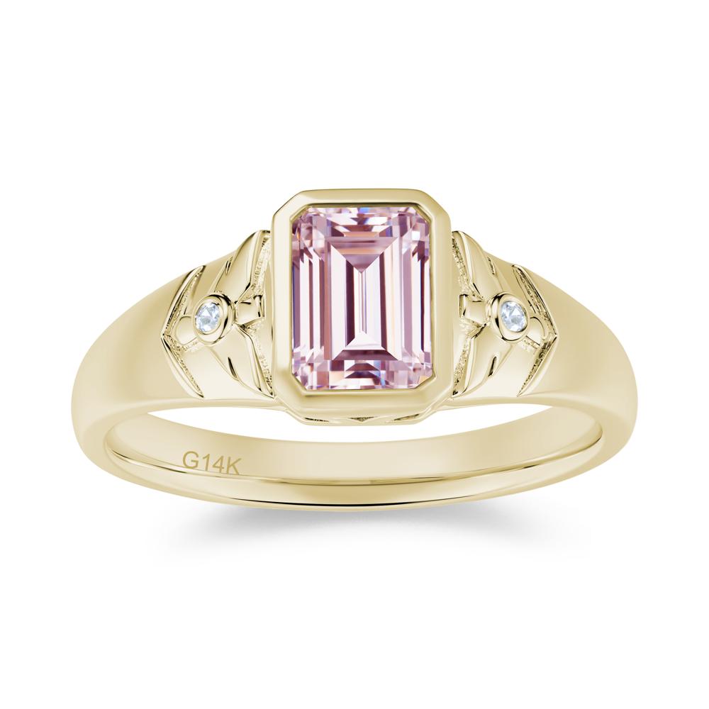 Bird Engraved Bezel Set Smoky Quartz Mens Ring - LUO Jewelry #gemstone_Pink Cubic Zirconia