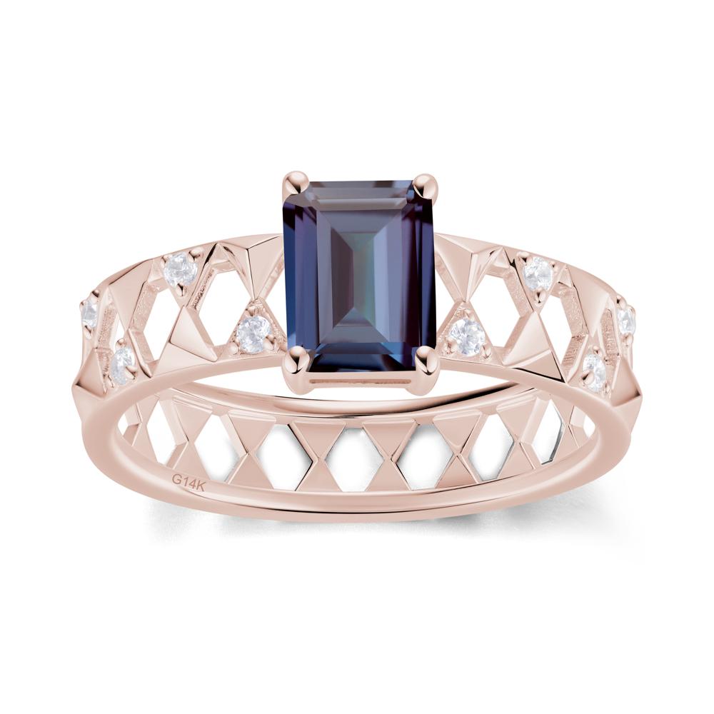 Emerald Cut Garnet Pyramid Hollow Ring for Men - LUO Jewelry #gemstone_Alexandrite