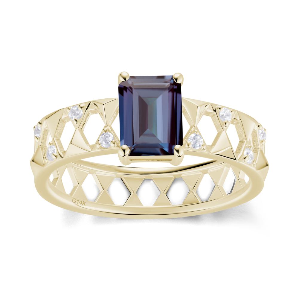 Emerald Cut Garnet Pyramid Hollow Ring for Men - LUO Jewelry #gemstone_Alexandrite