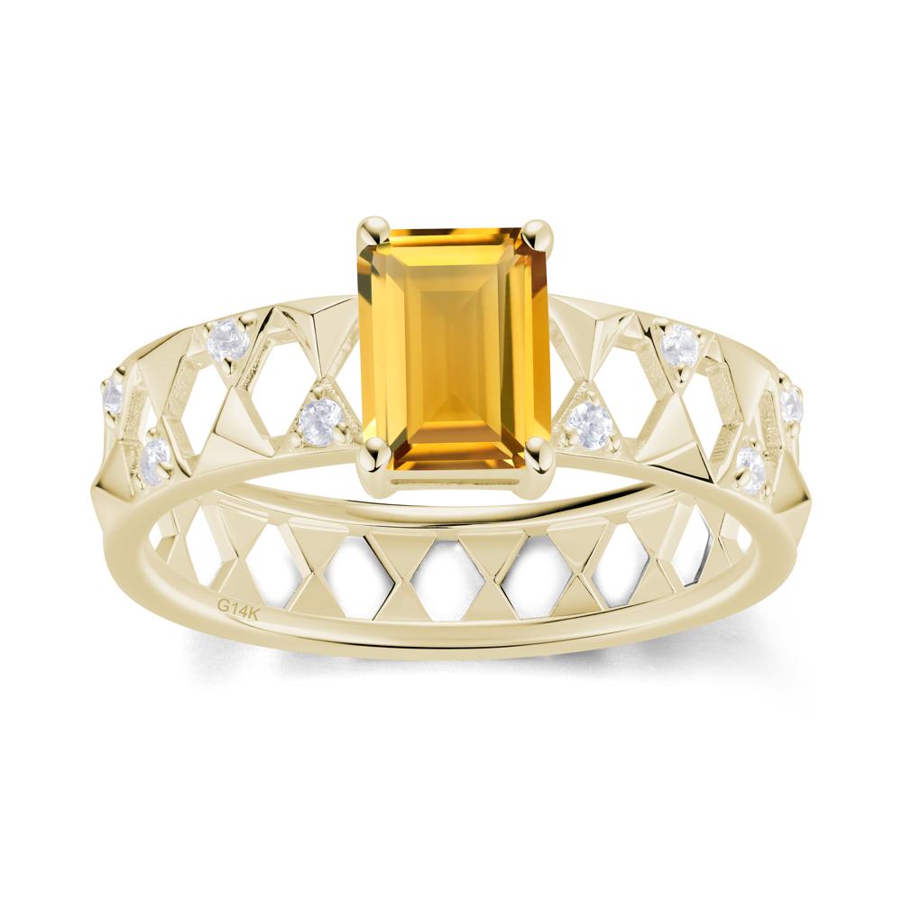 Emerald Cut Garnet Pyramid Hollow Ring for Men - LUO Jewelry #gemstone_Citrine