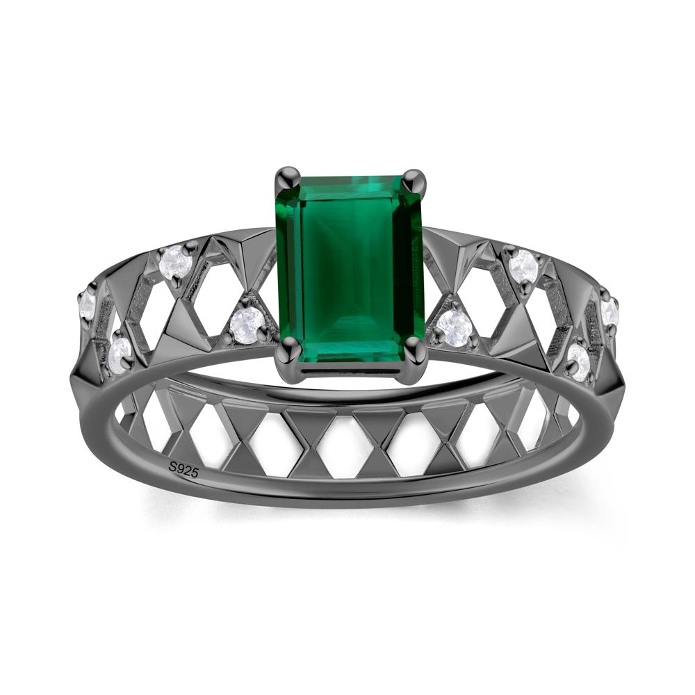 Emerald Cut Garnet Pyramid Hollow Ring for Men - LUO Jewelry #gemstone_Emerald