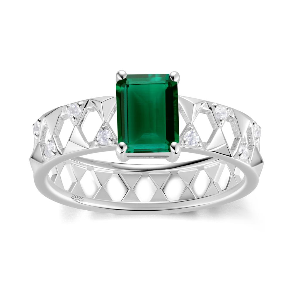 Emerald Cut Garnet Pyramid Hollow Ring for Men - LUO Jewelry #gemstone_Emerald