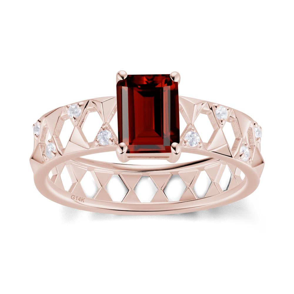 Emerald Cut Garnet Pyramid Hollow Ring for Men - LUO Jewelry #gemstone_Garnet