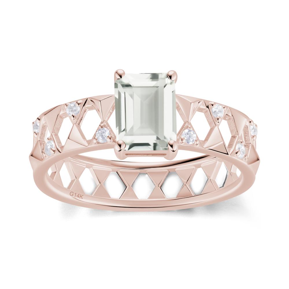 Emerald Cut Garnet Pyramid Hollow Ring for Men - LUO Jewelry #gemstone_Green Amethyst