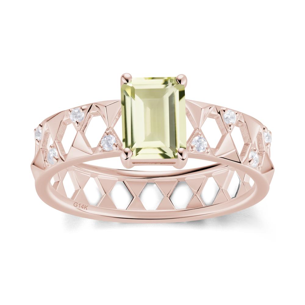 Emerald Cut Garnet Pyramid Hollow Ring for Men - LUO Jewelry #gemstone_Lemon Quartz