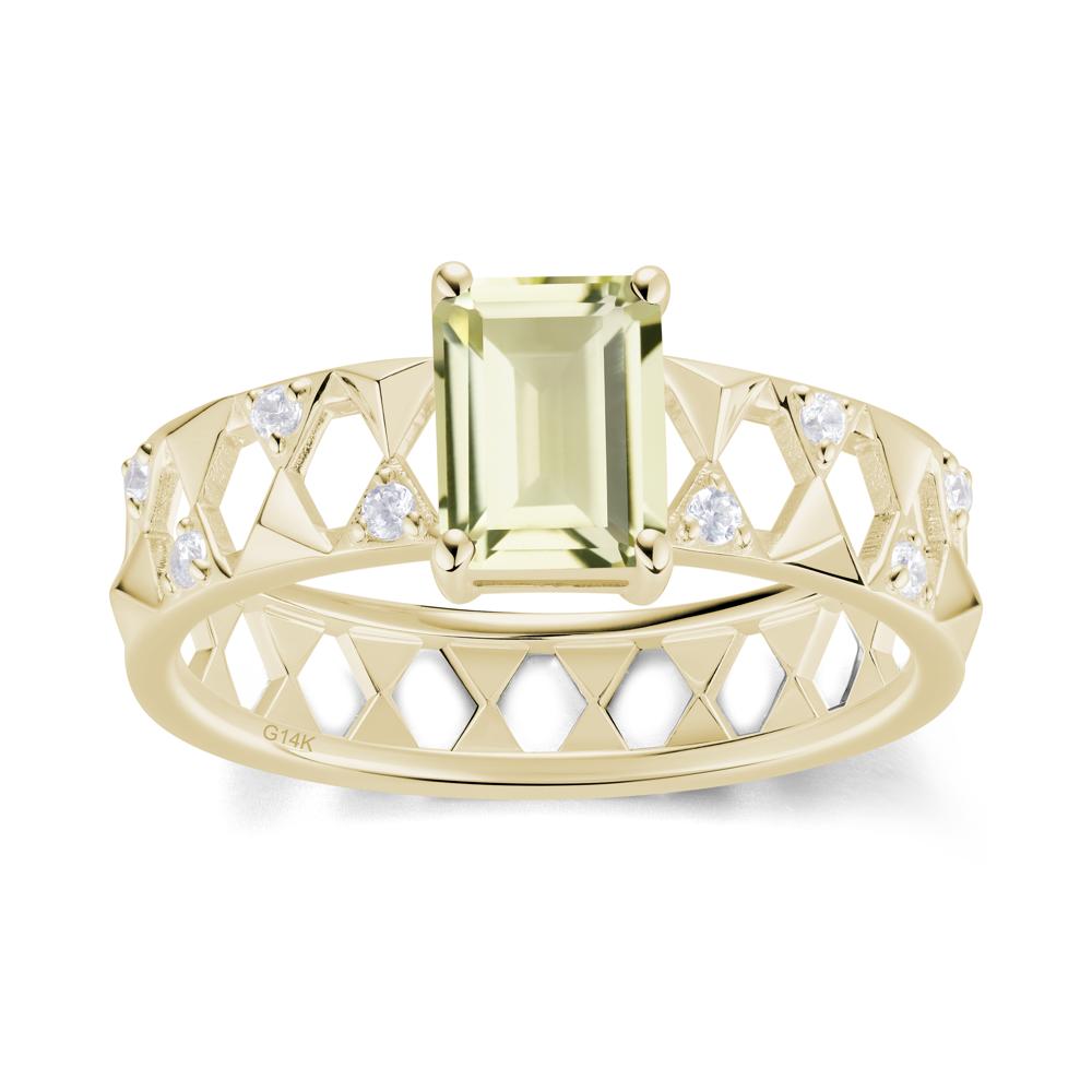 Emerald Cut Garnet Pyramid Hollow Ring for Men - LUO Jewelry #gemstone_Lemon Quartz
