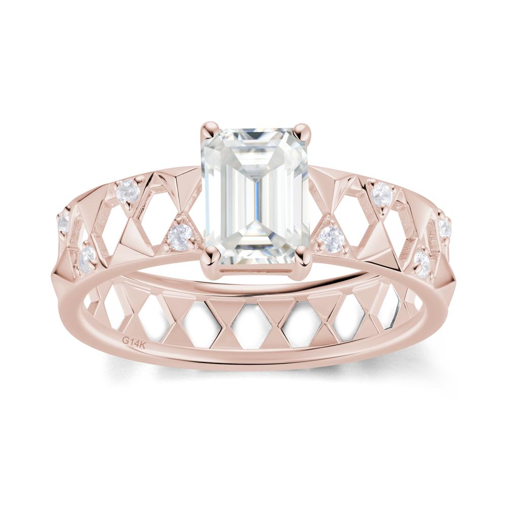 Emerald Cut Garnet Pyramid Hollow Ring for Men - LUO Jewelry #gemstone_Moissanite