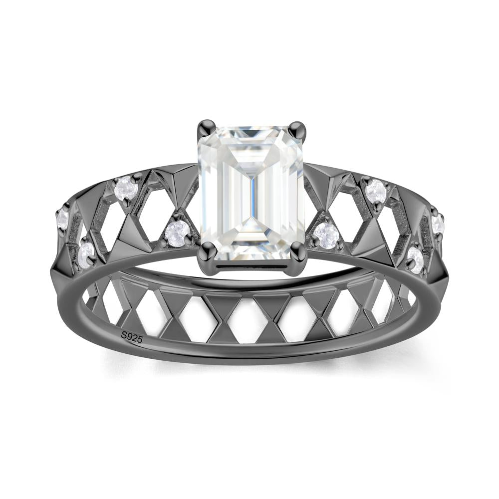 Emerald Cut Garnet Pyramid Hollow Ring for Men - LUO Jewelry #gemstone_Moissanite