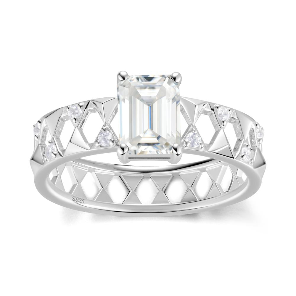 Emerald Cut Garnet Pyramid Hollow Ring for Men - LUO Jewelry #gemstone_Moissanite