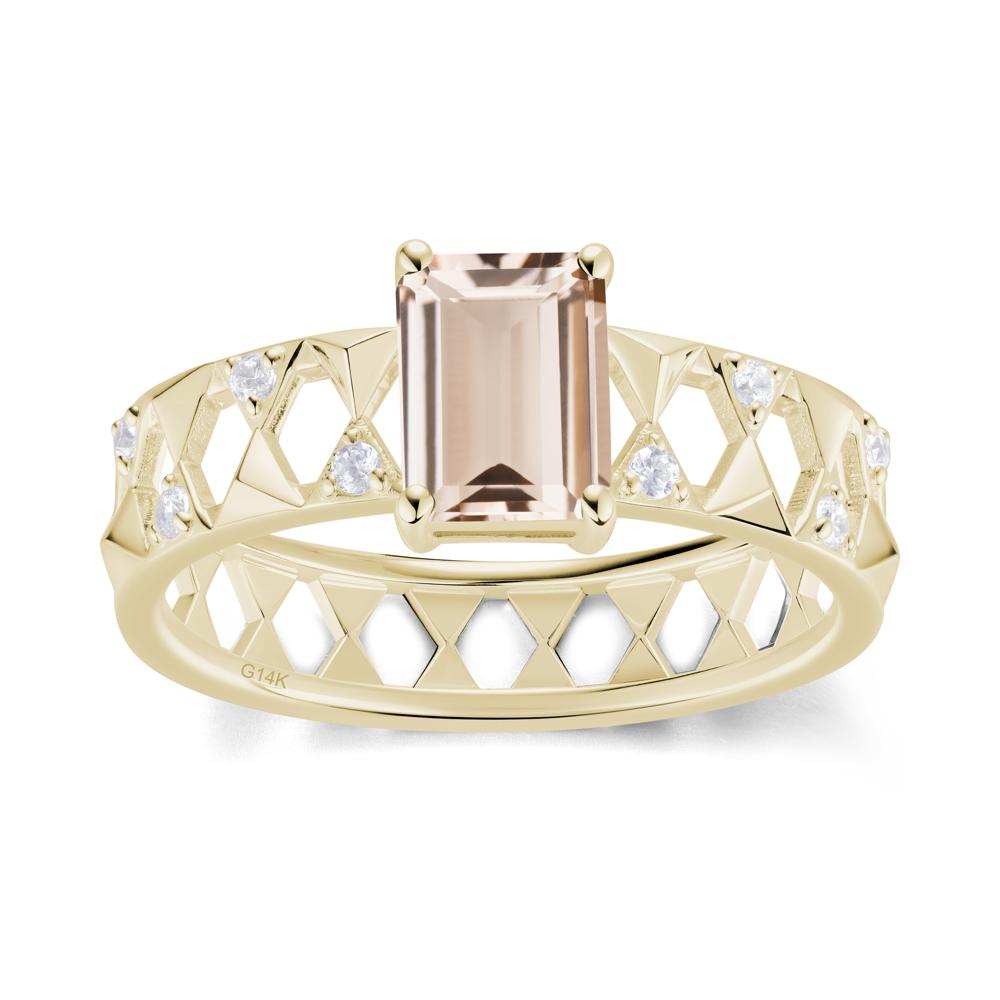 Emerald Cut Garnet Pyramid Hollow Ring for Men - LUO Jewelry #gemstone_Morganite