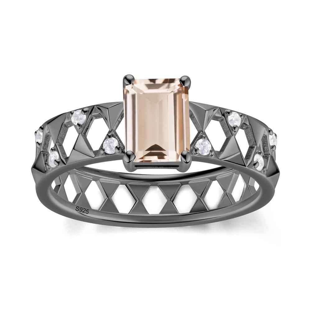 Emerald Cut Garnet Pyramid Hollow Ring for Men - LUO Jewelry #gemstone_Morganite