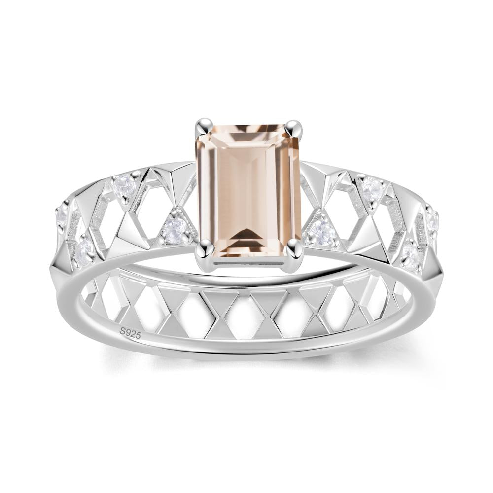 Emerald Cut Garnet Pyramid Hollow Ring for Men - LUO Jewelry #gemstone_Morganite