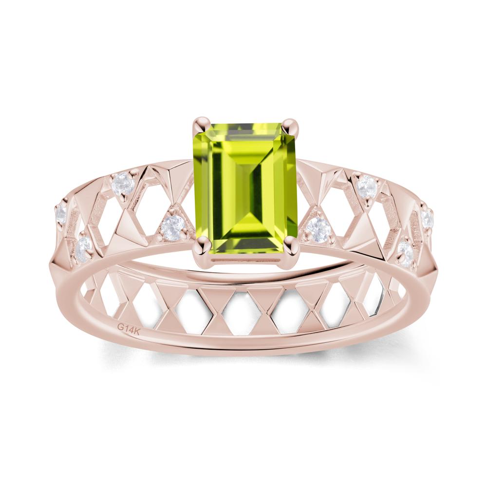 Emerald Cut Garnet Pyramid Hollow Ring for Men - LUO Jewelry #gemstone_Peridot