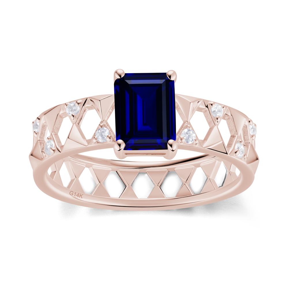 Emerald Cut Garnet Pyramid Hollow Ring for Men - LUO Jewelry #gemstone_Sapphire