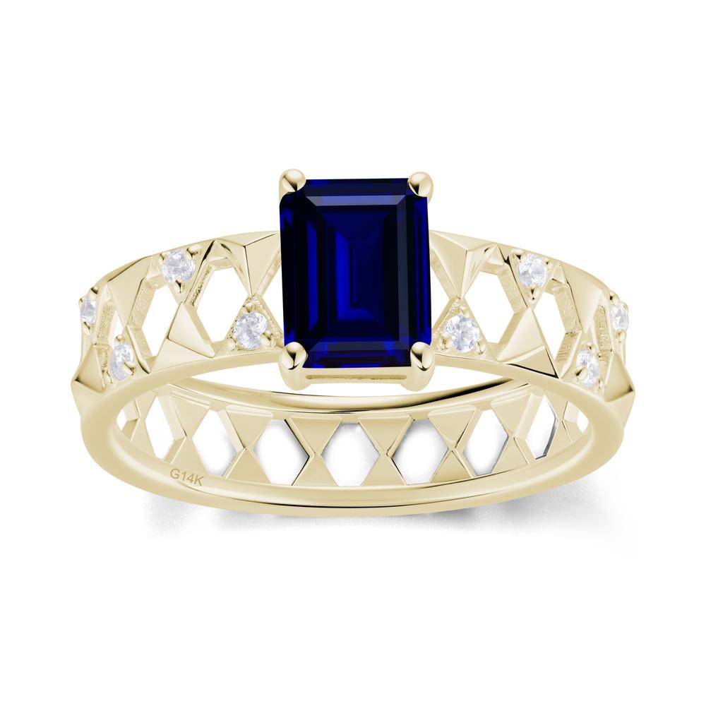 Emerald Cut Garnet Pyramid Hollow Ring for Men - LUO Jewelry #gemstone_Sapphire
