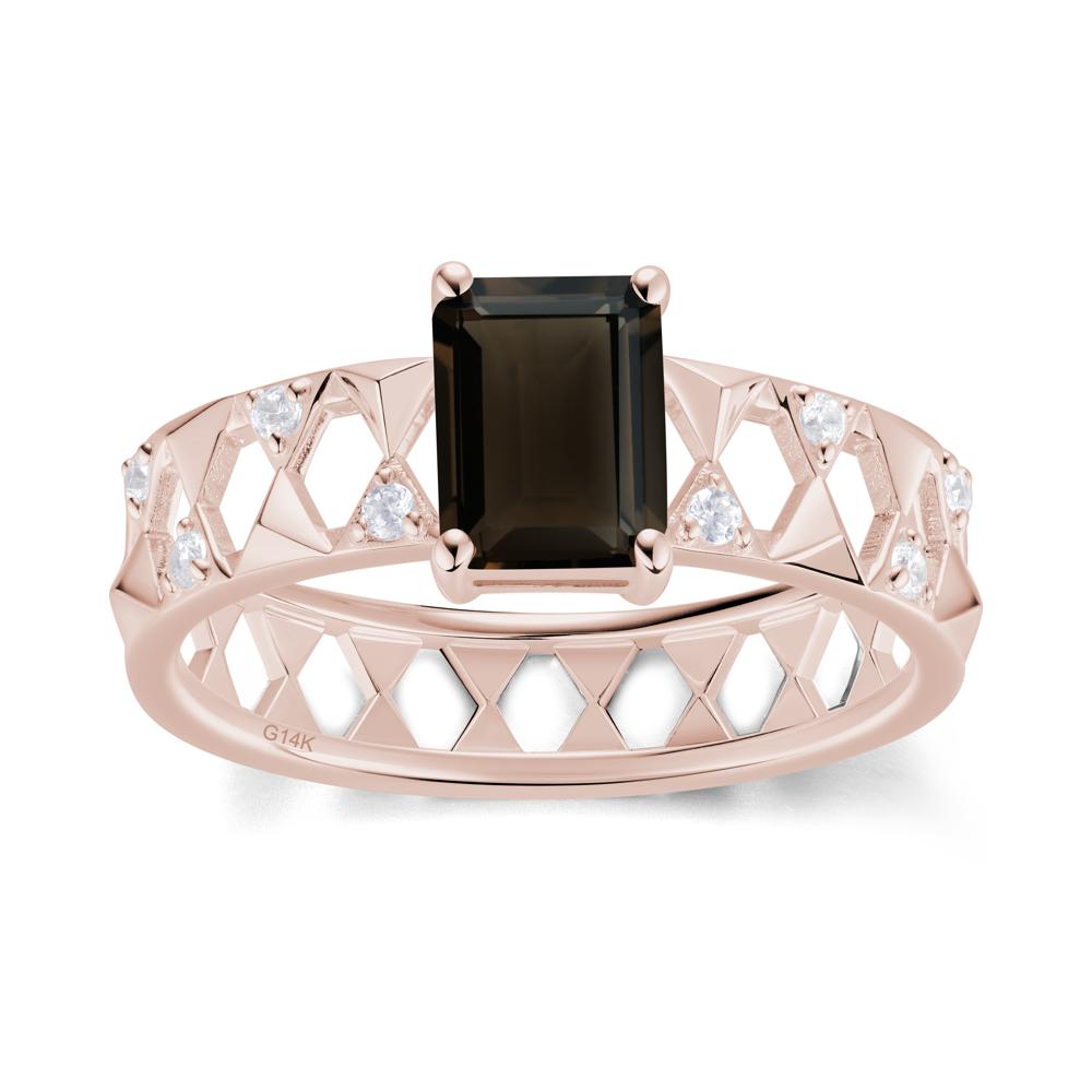 Emerald Cut Garnet Pyramid Hollow Ring for Men - LUO Jewelry #gemstone_Smoky Quartz