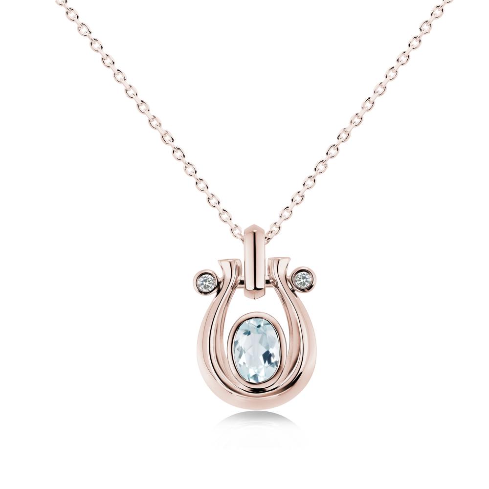 Sapphire Horseshoe Pendant Necklace - LUO Jewelry #gemstone_Aquamarine