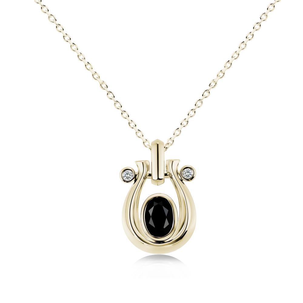 Sapphire Horseshoe Pendant Necklace - LUO Jewelry #gemstone_Black Spinel
